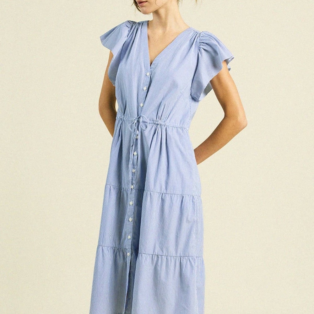 Trovata Kristi Blue/White Striped Dress - size Large